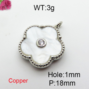 Resin & Zirconia,Brass Pendants,Flower,Plating Platinum,Mixed Color,18mm,Hole:1mm,about 3g/pc,5 pcs/package,XFPC03278aajl-G030