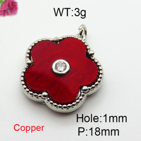 Resin & Zirconia,Brass Pendants,Flower,Plating Platinum,Mixed Color,18mm,Hole:1mm,about 3g/pc,5 pcs/package,XFPC03278aajl-G030