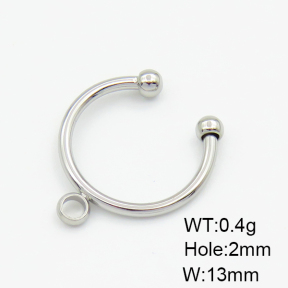 304 Stainless Steel Clip-on Earring Findings,Ring,with Loop,True Color,13mm,Hole:2mm,about 0.4g/pc,5 pcs/package,XFE00312aahj-906