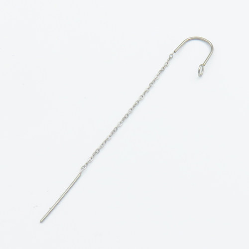304 Stainless Steel Ear Stud Findings,U Shape Ear Thread,with Cable Chain,True Color,10mm,Hole:2mm,about 0.3g/pc,5 pcs/package,XFE00316aaha-906