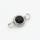 304 Stainless Steel Zircon Links Connectors,Flat Round,True Color,Black,6mm,Hole:2mm,about 0.3g/pc,5 pcs/package,XFL02010aahj-906
