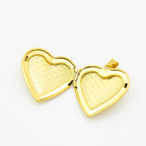304 Stainless Steel Locket Pendants,Flat Heart,Water Ripples,Vacuum Plating Gold,28mm,Hole:2mm,about 4.6g/pc,5 pcs/package,XFPC03292aajo-906