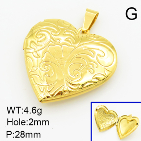 304 Stainless Steel Locket Pendants,Flat Heart,Flower,Vacuum Plating Gold,28mm,Hole:2mm,about 4.6g/pc,5 pcs/package,XFPC03295aajo-906