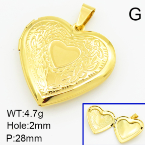 304 Stainless Steel Locket Pendants,Flat Heart,Flower,Vacuum Plating Gold,28mm,Hole:2mm,about 4.7g/pc,5 pcs/package,XFPC03298aajo-906