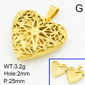 304 Stainless Steel Locket Pendants,Flat Heart,Hollow,Vacuum Plating Gold,25mm,Hole:2mm,about 3.2g/pc,5 pcs/package,XFPC03304aajo-906