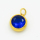 304 Stainless Steel Zircon Pendants,Flat Round,Vacuum Plating Gold,Royal Blue,8mm,Hole:2mm,about 0.8g/pc,5 pcs/package,XFPC03354aahn-906