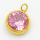 304 Stainless Steel Zircon Pendants,Flat Round,Vacuum Plating Gold,Pink,10mm,Hole:2mm,about 1.1g/pc,5 pcs/package,XFPC03386aahp-906