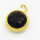 304 Stainless Steel Zircon Pendants,Flat Round,Vacuum Plating Gold,Black,10mm,Hole:2mm,about 1.1g/pc,5 pcs/package,XFPC03390aahp-906