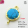 Turquoise,Brass Links Connectors,Oblate,Plating Gold,Cyan,12mm,Hole:2mm,about 1.1g/pc,5 pcs/package,XFL02082baka-G030