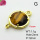 Tiger Eye,Brass Links Connectors,Oblate,Plating Gold,Light Brown,12mm,Hole:2mm,about 1.1g/pc,5 pcs/package,XFL02087baka-G030
