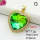 Imitation Crystal Glass & Zirconia,Brass Pendants,Heart,Plating Gold,Yellow Green,24mm,Hole:2mm,about 7.2g/pc,5 pcs/package,XFPC03403vbmb-G030