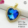 Imitation Crystal Glass & Zirconia,Brass Pendants,Heart,Plating Gold,Blue,24mm,Hole:2mm,about 7.2g/pc,5 pcs/package,XFPC03404vbmb-G030