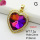 Imitation Crystal Glass & Zirconia,Brass Pendants,Heart,Plating Gold,Reddish Purple,24mm,Hole:2mm,about 7.2g/pc,5 pcs/package,XFPC03406vbmb-G030