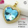 Imitation Crystal Glass & Zirconia,Brass Pendants,Heart,Plating Gold,Light Blue,24mm,Hole:2mm,about 7.2g/pc,5 pcs/package,XFPC03408vbmb-G030
