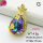 Imitation Crystal Glass & Zirconia,Brass Pendants,Water Droplets,Plating Gold,Blue Purple,30x17mm,Hole:4x3mm,about 4.5g/pc,5 pcs/package,XFPC03410vbmb-G030