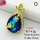 Imitation Crystal Glass & Zirconia,Brass Pendants,Water Droplets,Plating Gold,Navy Blue,30x17mm,Hole:4x3mm,about 4.5g/pc,5 pcs/package,XFPC03412vbmb-G030
