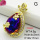Imitation Crystal Glass & Zirconia,Brass Pendants,Water Droplets,Plating Gold,Dark Purple,30x17mm,Hole:4x3mm,about 4.5g/pc,5 pcs/package,XFPC03414vbmb-G030