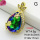 Imitation Crystal Glass & Zirconia,Brass Pendants,Water Droplets,Plating Gold,Blue Green,30x17mm,Hole:4x3mm,about 4.5g/pc,5 pcs/package,XFPC03415vbmb-G030