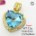 Imitation Crystal Glass & Zirconia,Brass Pendants,Heart,Plating Gold,Light Blue,27x26mm,Hole:5mm,about 7.2g/pc,5 pcs/package,XFPC03419vbmb-G030