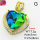Imitation Crystal Glass & Zirconia,Brass Pendants,Heart,Plating Gold,Blue Green,27x26mm,Hole:5mm,about 7.2g/pc,5 pcs/package,XFPC03420vbmb-G030