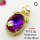 Imitation Crystal Glass & Zirconia,Brass Pendants,Oval,Butterfly,Plating Gold,Dark Purple,32x16mm,Hole:3mm,about 5.3g/pc,5 pcs/package,XFPC03431vbmb-G030