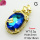Imitation Crystal Glass & Zirconia,Brass Pendants,Oval,Butterfly,Plating Gold,Navy Blue,32x16mm,Hole:3mm,about 5.3g/pc,5 pcs/package,XFPC03434vbmb-G030