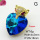 Imitation Crystal Glass & Zirconia,Brass Pendants,Heart,Fox,Plating Gold,Navy Blue,25x18mm,Hole:4x3mm,about 6g/pc,5 pcs/package,XFPC03439vbmb-G030