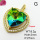 Imitation Crystal Glass & Zirconia,Brass Pendants,Heart,Plating Gold,Yellow Green,27mm,Hole:3mm,about 8.2g/pc,5 pcs/package,XFPC03452vbmb-G030