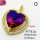 Imitation Crystal Glass & Zirconia,Brass Pendants,Heart,Plating Gold,Dark Purple,27mm,Hole:3mm,about 8.2g/pc,5 pcs/package,XFPC03455vbmb-G030