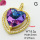 Imitation Crystal Glass & Zirconia,Brass Pendants,Heart,Plating Gold,Light Purple,27mm,Hole:3mm,about 8.2g/pc,5 pcs/package,XFPC03456vbmb-G030