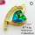 Imitation Crystal Glass & Zirconia,Brass Pendants,Heart,Plating Gold,Blue Green,28x20mm,Hole:2mm,about 4.8g/pc,5 pcs/package,XFPC03468vbmb-G030