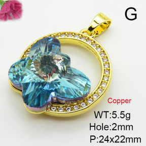 Imitation Crystal Glass & Zirconia,Brass Pendants,Butterfly,Plating Gold,Mixed Color,24x22mm,Hole:2mm,about 5.5g/pc,5 pcs/package,XFPC03479vbmb-G030
