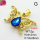 Imitation Crystal Glass & Zirconia,Brass Pendants,Butterfly,Plating Gold,Blue,16x28mm,Hole:2mm,about 3g/pc,5 pcs/package,XFPC03494vbmb-G030
