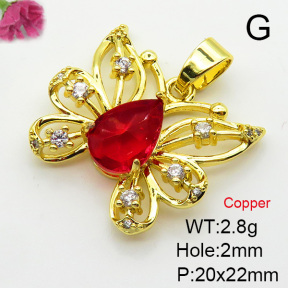Imitation Crystal Glass & Zirconia,Brass Pendants,Butterfly,Plating Gold,Mixed Color,20x22mm,Hole:2mm,about 2.8g/pc,5 pcs/package,XFPC03495vbmb-G030