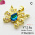 Imitation Crystal Glass & Zirconia,Brass Pendants,Butterfly,Plating Gold,Blue,20x22mm,Hole:2mm,about 2.8g/pc,5 pcs/package,XFPC03501vbmb-G030