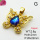 Imitation Crystal Glass & Zirconia,Brass Pendants,Butterfly,Plating Gold,Blue,20x22mm,Hole:2mm,about 2.8g/pc,5 pcs/package,XFPC03506vbmb-G030
