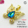 Imitation Crystal Glass & Zirconia,Brass Pendants,Butterfly,Plating Gold,Light Blue,20x22mm,Hole:2mm,about 2.8g/pc,5 pcs/package,XFPC03509vbmb-G030