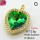Imitation Crystal Glass & Zirconia,Brass Pendants,Heart,Plating Gold,Yellow Green,20mm,Hole:3x2mm,about 3.9g/pc,5 pcs/package,XFPC03513vbmb-G030