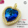 Imitation Crystal Glass & Zirconia,Brass Pendants,Heart,Plating Gold,Navy Blue,20mm,Hole:3x2mm,about 3.9g/pc,5 pcs/package,XFPC03515vbmb-G030