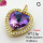 Imitation Crystal Glass & Zirconia,Brass Pendants,Heart,Plating Gold,Light Purple,20mm,Hole:3x2mm,about 3.9g/pc,5 pcs/package,XFPC03516vbmb-G030
