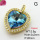 Imitation Crystal Glass & Zirconia,Brass Pendants,Heart,Plating Gold,Light Blue,20mm,Hole:3x2mm,about 3.9g/pc,5 pcs/package,XFPC03517vbmb-G030