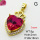 Imitation Crystal Glass & Zirconia,Brass Pendants,Heart,Plating Gold,Magenta,26x18mm,Hole:2mm,about 5g/pc,5 pcs/package,XFPC03528vbmb-G030