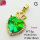Imitation Crystal Glass & Zirconia,Brass Pendants,Heart,Plating Gold,Yellow Green,26x18mm,Hole:2mm,about 5g/pc,5 pcs/package,XFPC03529vbmb-G030
