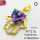 Imitation Crystal Glass & Zirconia,Brass Pendants,Palm,Heart,Plating Gold,Light Purple,26x22mm,Hole:2mm,about 3.7g/pc,5 pcs/package,XFPC03535vbmb-G030