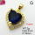Cubic Zirconia,Brass Pendants,Heart,Plating Gold,Royal Blue,16mm,Hole:2mm,about 3g/pc,5 pcs/package,XFPC03592aajl-L024