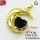 Cubic Zirconia,Brass Pendants,Moon,Heart,Plating Gold,Black,23x20mn,Hole:2mm,about 4.9g/pc,5 pcs/package,XFPC03602baka-L024