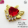 Cubic Zirconia,Brass Pendants,Heart Shape with Wings,Plating Gold,Red,15x20mm,Hole:2mm,about 2.9g/pc,5 pcs/package,XFPC03610aajl-L024