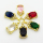 Cubic Zirconia,Brass Pendants,Rectangle,Plating Gold,Mixed Color,20x12mm,Hole:2mm,about 2.5g/pc,5 pcs/package,XFPC03611aajl-L024