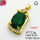 Cubic Zirconia,Brass Pendants,Rectangle,Plating Gold,Dark Green,20x12mm,Hole:2mm,about 2.5g/pc,5 pcs/package,XFPC03612aajl-L024