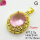Cubic Zirconia,Brass Pendants,Oval,Plating Gold,Pink,17x15mm,Hole:2mm,about 2.7g/pc,5 pcs/package,XFPC03619aajl-L024